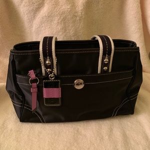 Coach black nylon/leather Hampton tote bag